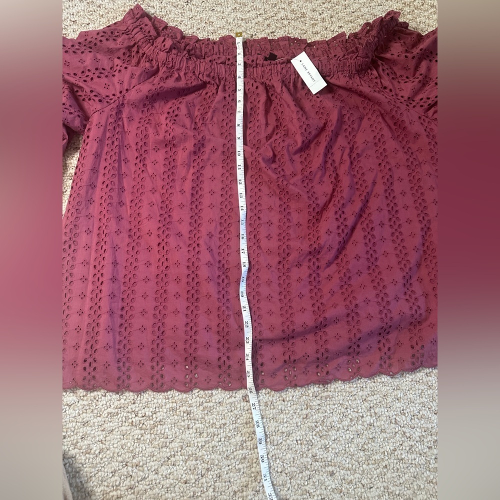 lane bryant 26 28 off the shoulder laser cut maroon long sleeve shirt Trendy - Picture 8 of 8